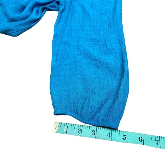 Counterparts Blue Knit Lace Trim Blouse 3/4 Sleeve Elastic Cuff Size M - Picture 8 of 12